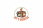 A logo, that says Jay's Bodega that has a small shop with a perfume bottle sitting on the text 